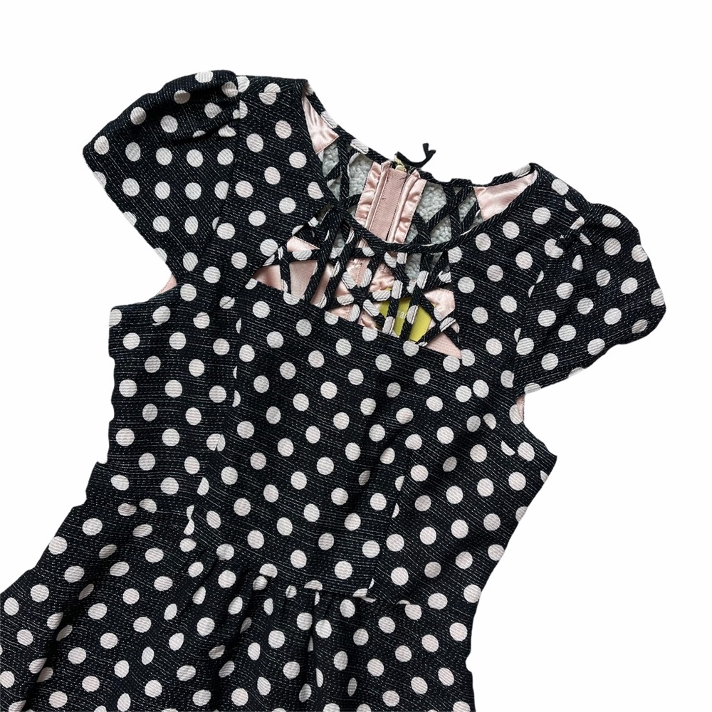Maeve Anthropologie Black Dotted A-Line Mini Dress - Picture 2 of 11